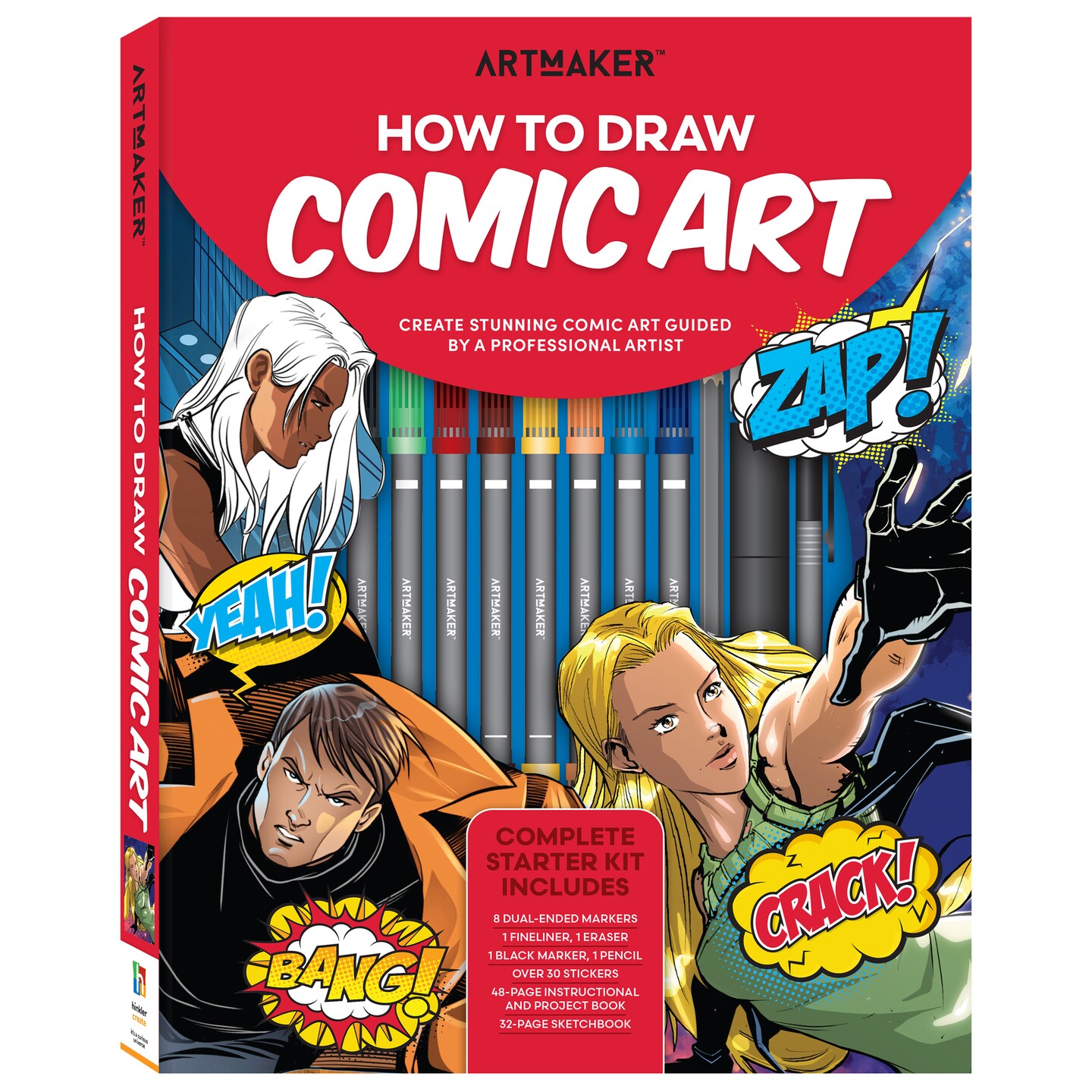 Art Maker: How to Draw - Comic Art - Complete Starter Kit, Studio Set, Instruction Book, Sketchbook, Dual-Tip Markers, Stickers & Drawing Tools, Adult
