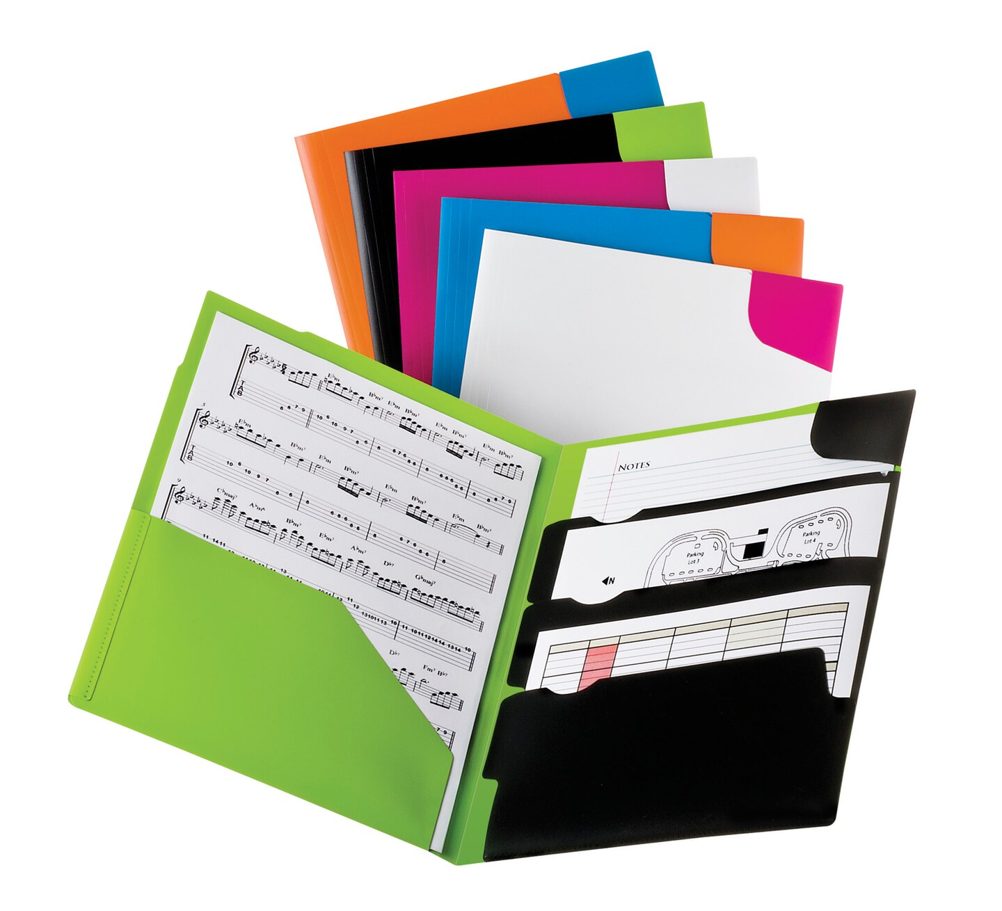 Oxford Poly Divide It Up Twisted 4 Pocket Folder, Assorted Colors, Pack of 25