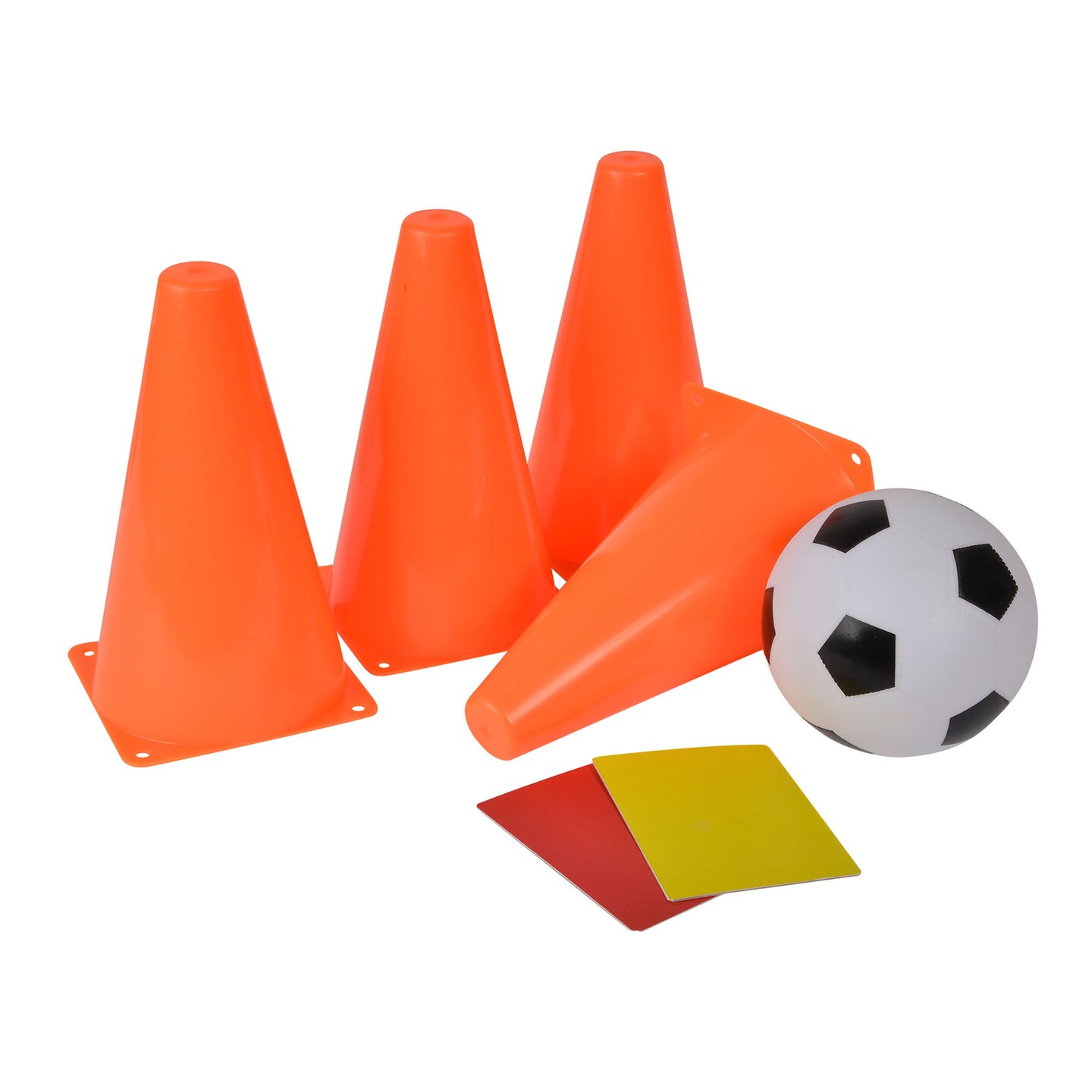 Simba Toys - Soccer Cone Set
4 cones each H:6.69 inch,
1 ball D:3.54 inch,
1 yellow and 1 red card,