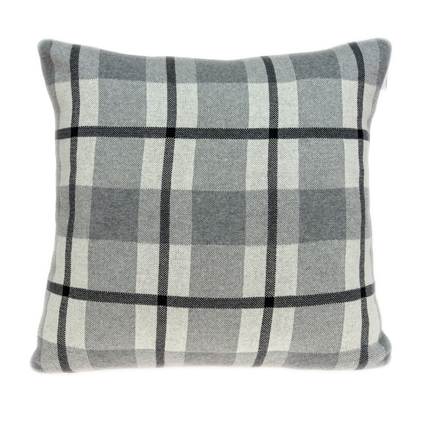 Nassau Collection Tartan Square Throw Pillow - 20" - Gray and Black