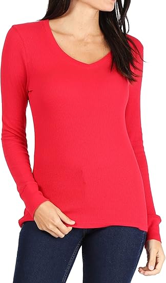 Women&#x2019;s Long Sleeve Thermal V Neck Tee | RADYAN&#xAE;