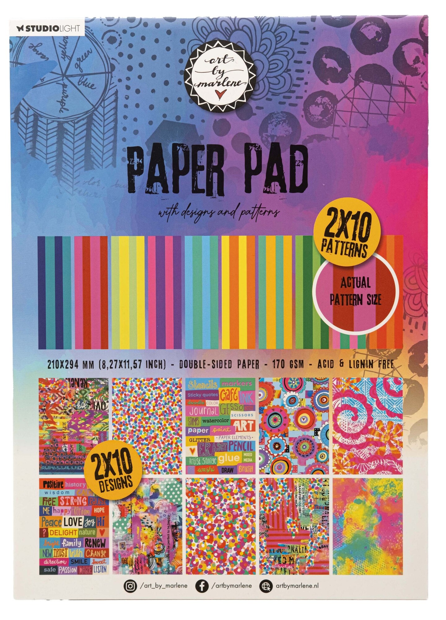 Art By Marlene Design Paper Pad 8.26&#x22;X11.69&#x22; 20/Pkg-Nr. 211, Designs And Patterns