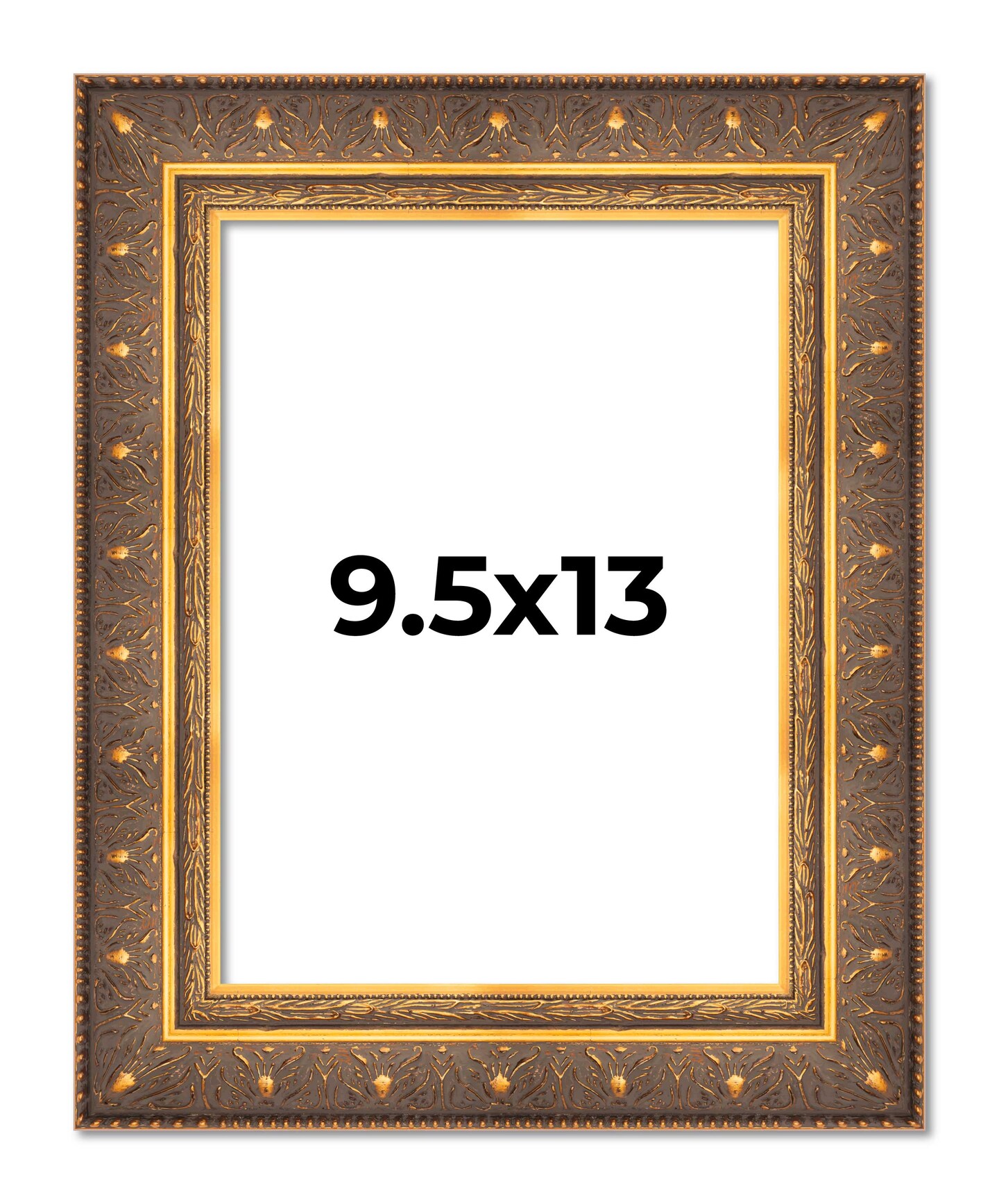 Photo Size Museum Gold Picture Frame - UV Acrylic, Foam Board Backing, Hanging Hardware