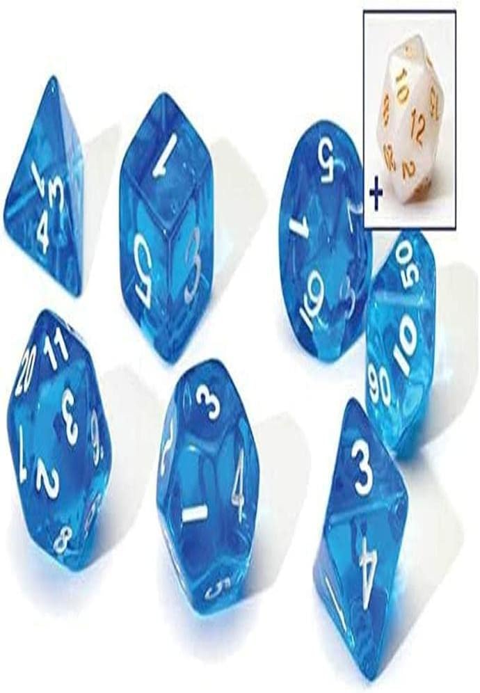 Translucent Blue Resin Dice Set