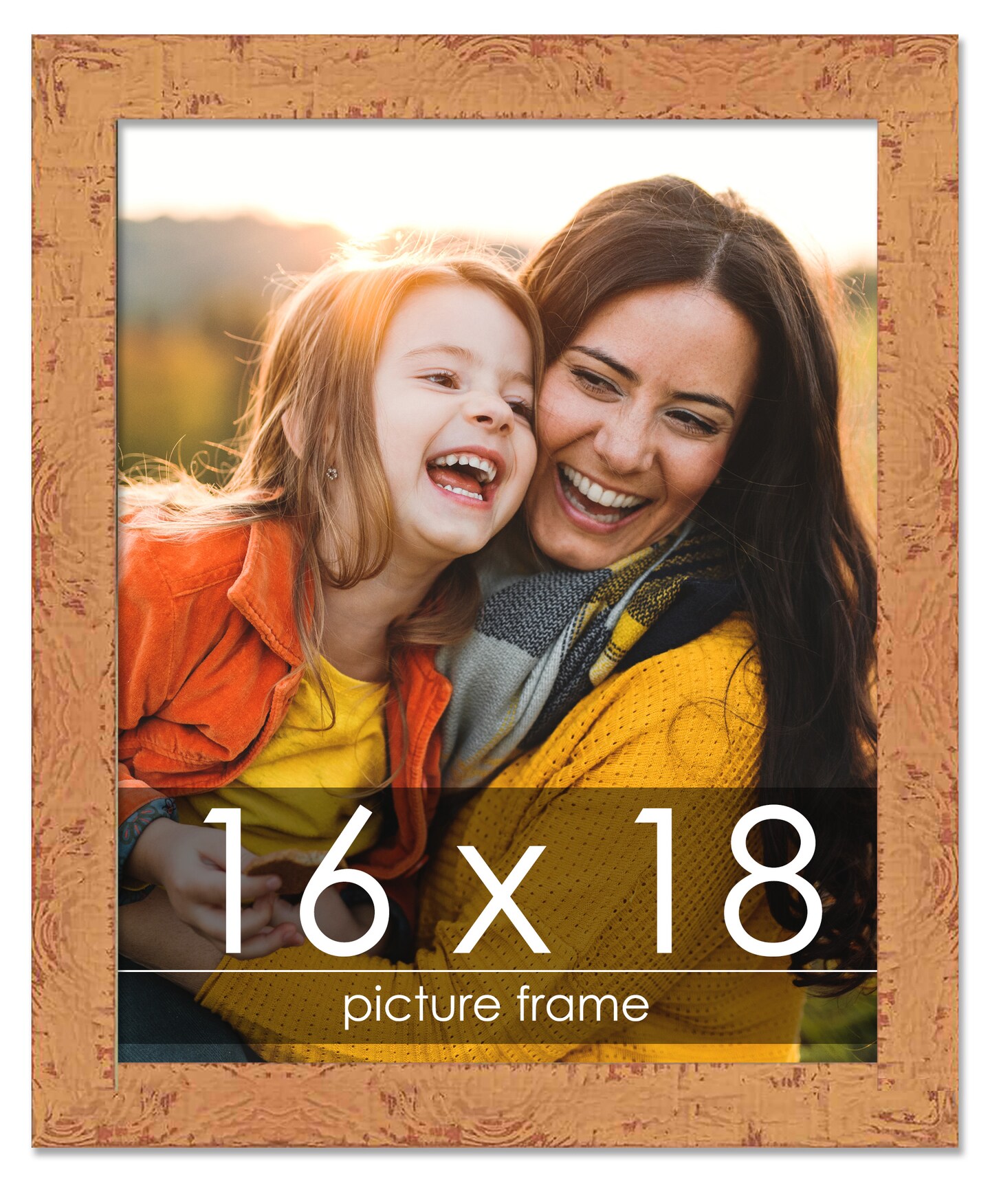 Shabby Chic Orange Picture Frame UV Acrylic, Foam Board Backing, Hanging  Hardware