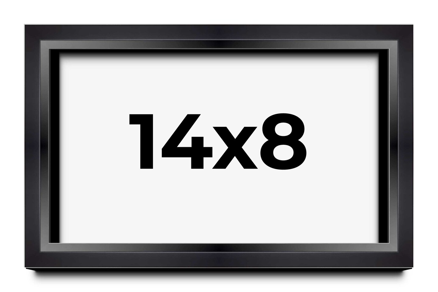 14x8 Modern Shadow Box 1.5" Depth Black Picture Frame - UV Acrylic, Backing, Hanging Hardware