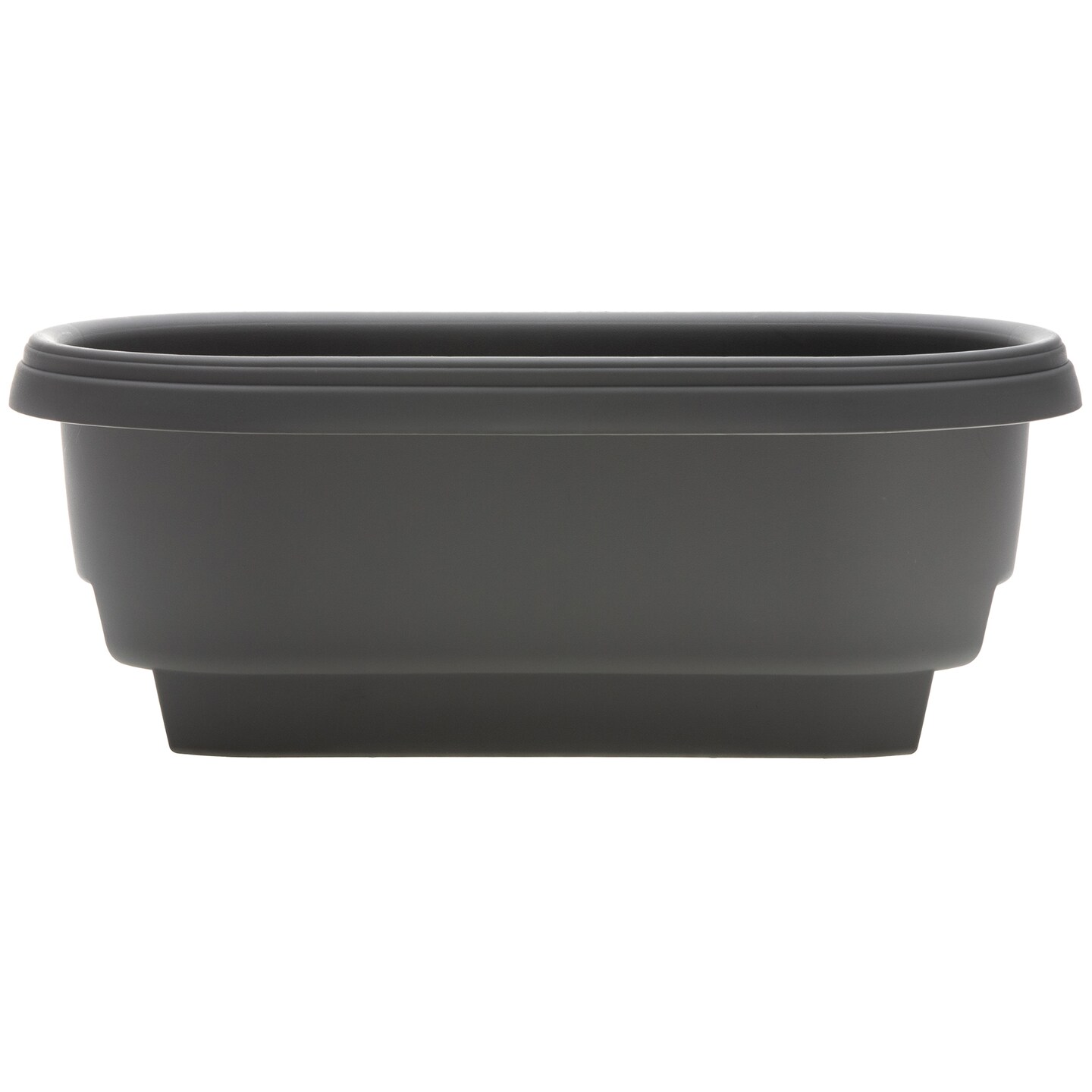 Bloem Modica Deck Rail Round Planter: 24&#x22; - Charcoal Gray - Matte Finish, Fits Rail Sizes 4.75&#x22;-5.75&#x22;, Durable Resin Pot, For Indoor and Outdoor Use, Gardening, 4 Gallon Capacity