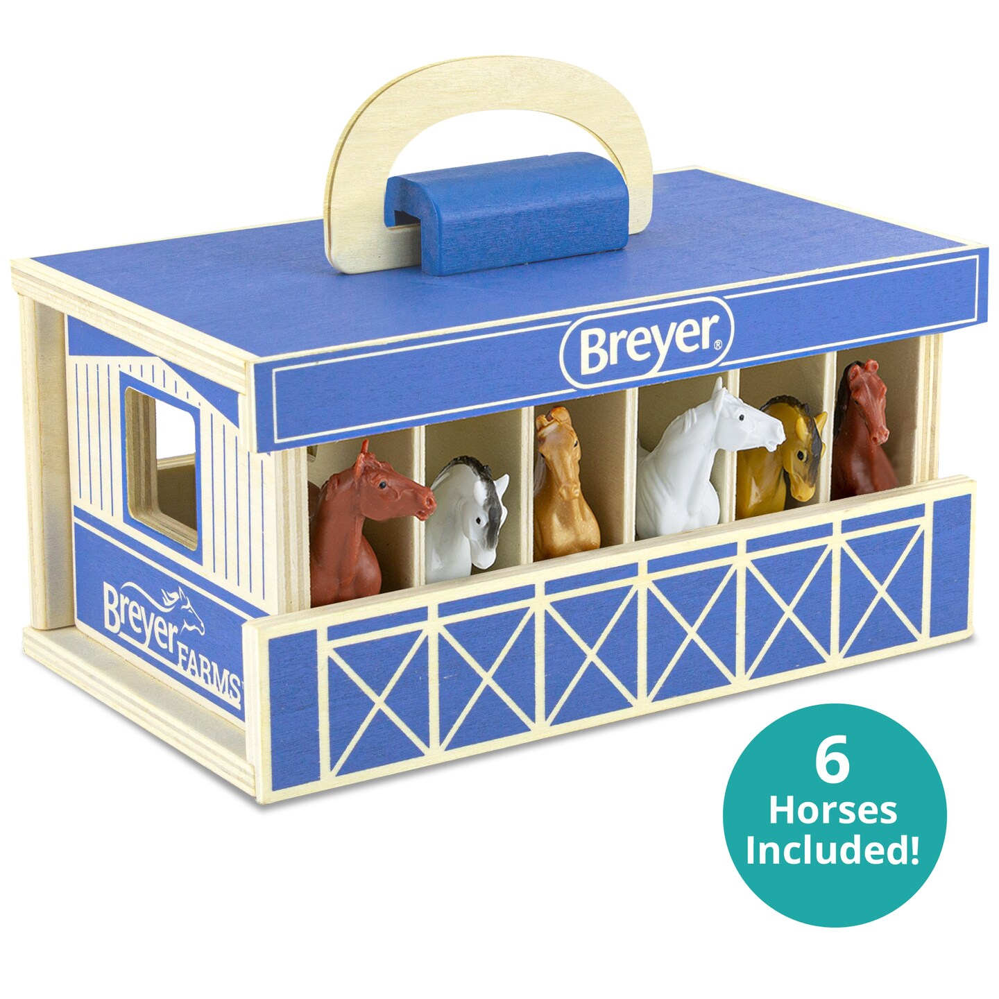 Breyer Horses - Breyer Farms 1:32 Scale Wooden Stable Playset With 6 Horses