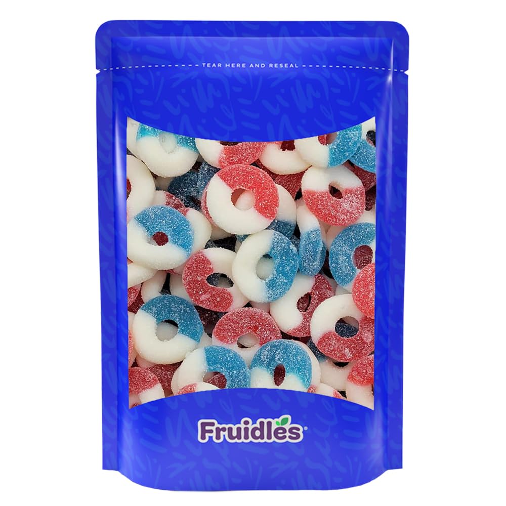 USA Patriotic Gummy Freedom Rings Candy Holiday Treats, 4th of July, Fun and Festive Snacking, Party flavor, Half-Pound