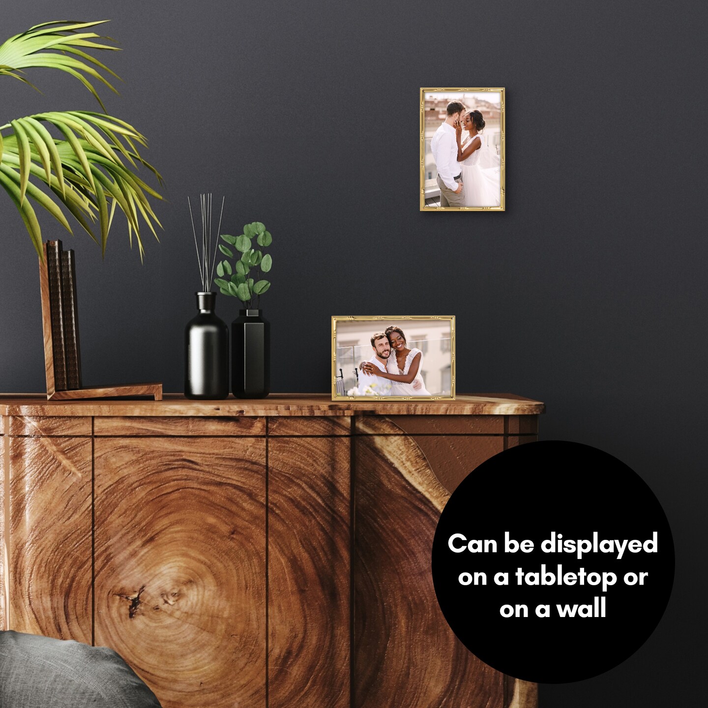 Americanflat Picture Frame with Bamboo-Style Molding - Gold Bamboo Frame with Shatter-Resistant Glass - Elegant Gallery Style Frames for Tabletop or Wall Display