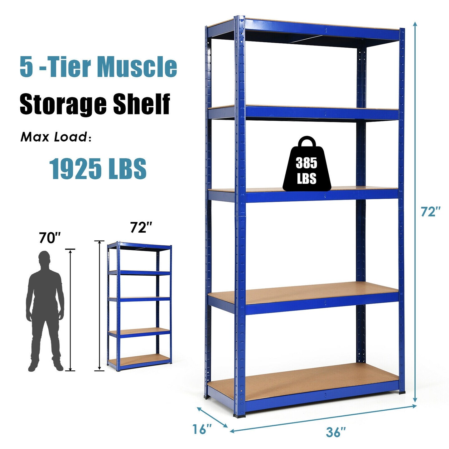 2-Piece Adjustable 5-Tier Shelving Rack for Heavy Duty Storage Needs