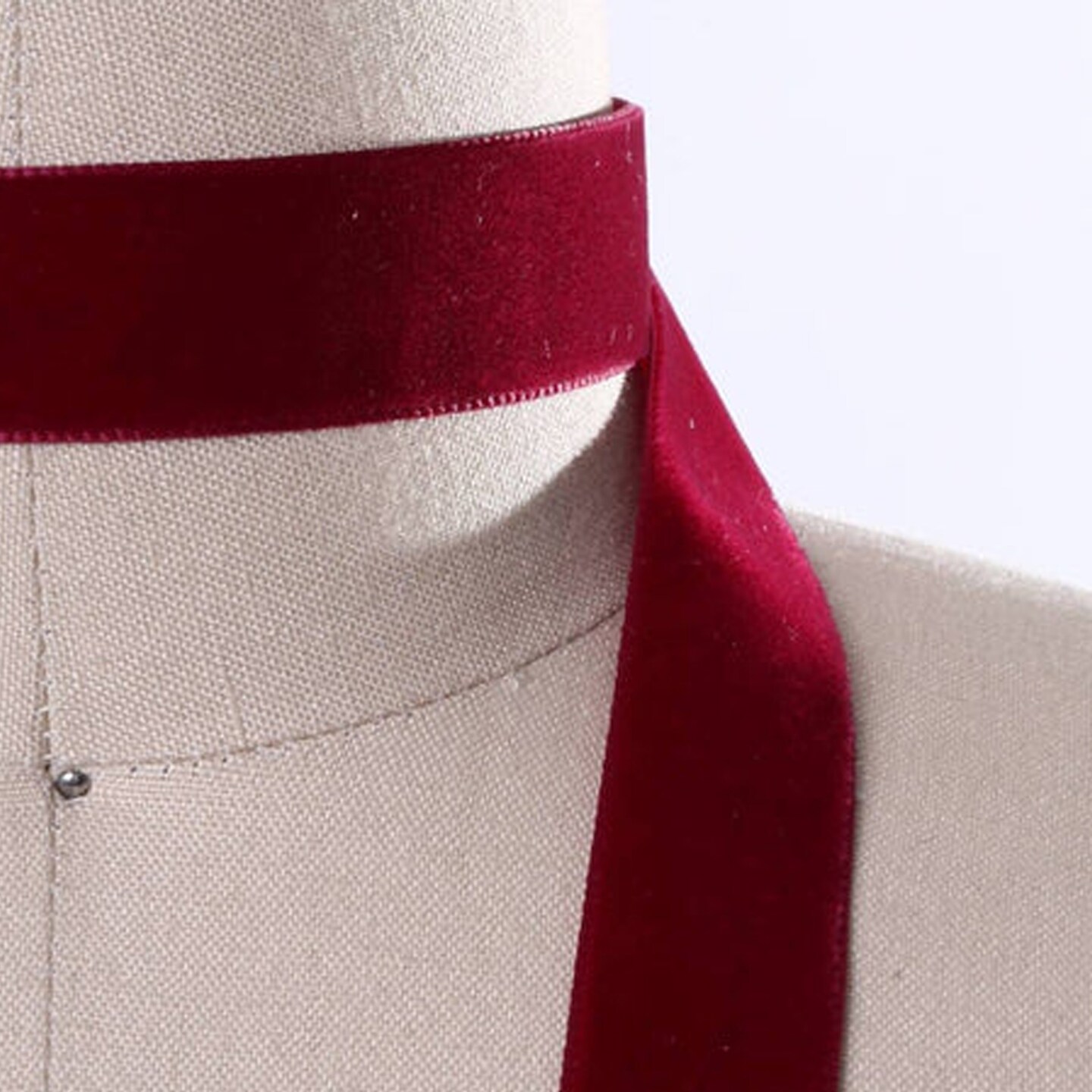 1 Yard Burgundy Velvet Ribbon Trim Non Stretch for Sewing and Craft Projects