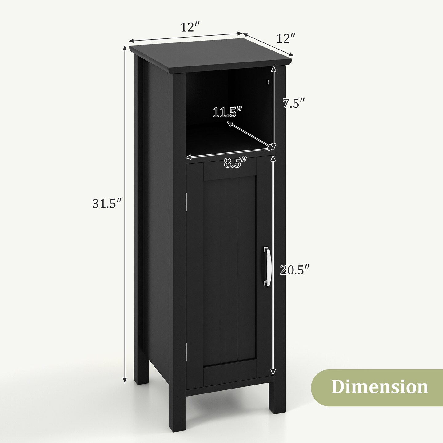 Freestanding MDF Floor Cabinet with Adjustable Shelf and 2-Tier Storage for Bathroom or Living Room