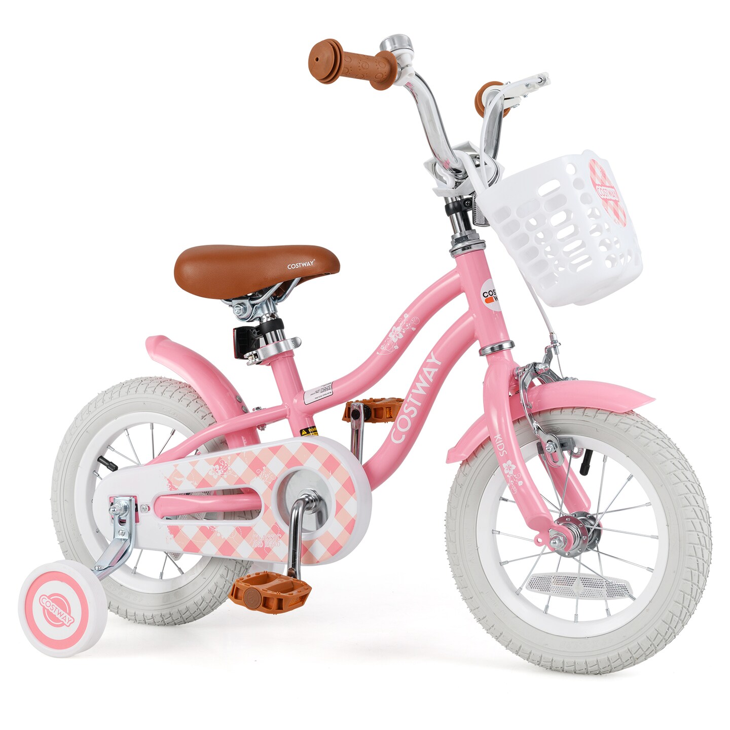 Adjustable Kids Bike with Basket Training Wheels for Boys and Girls