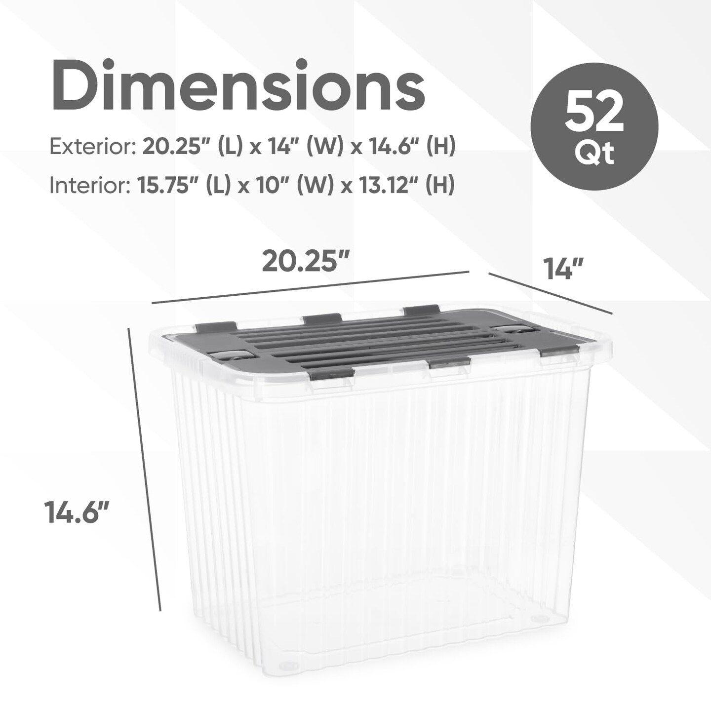 Superio Storage Box with Hinged Lids, Plastic Container Bins for Organizing with Attached Lid, Stackable Crates, BPA Free, Organizers for Home, Office, Dorm
