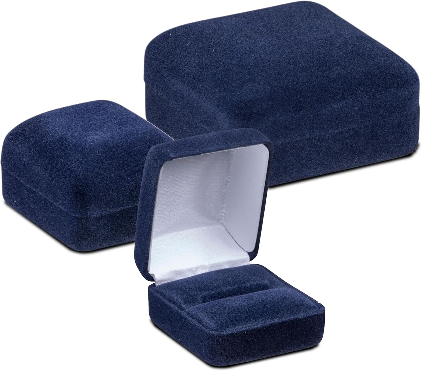 Luxury Rounded-Top Velvet Ring Box - Ring Gift Box for Engagement, Proposal, Wedding Day - Elegant Velour Jewelry Storage Box for Men &#x26; Women - Small Ring Case with Satin Inner Top