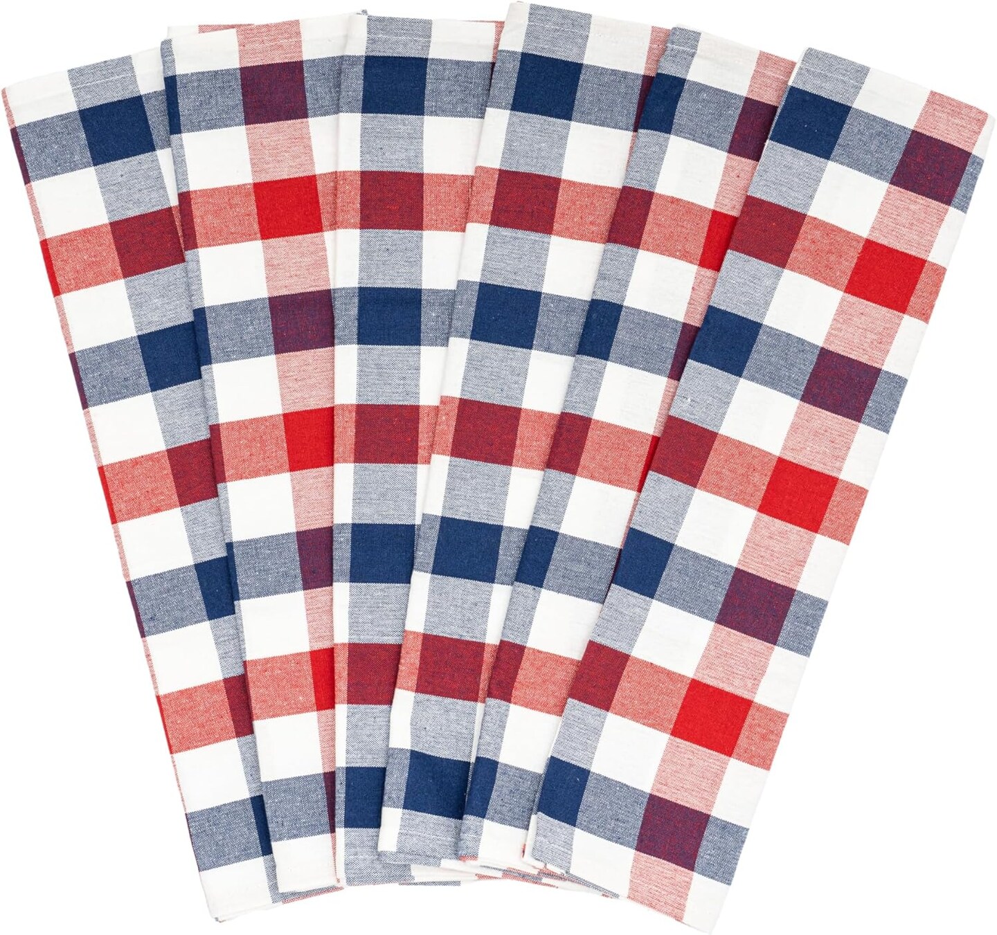 Red, White and Blue Kitchen Towels - Set of 6, 30&#x22;x20&#x22; July 4th Kitchen Towels - Highly Absorbent, Washable Patriotic Theme, Vibrant Colors of Independence Day (6 Pack)