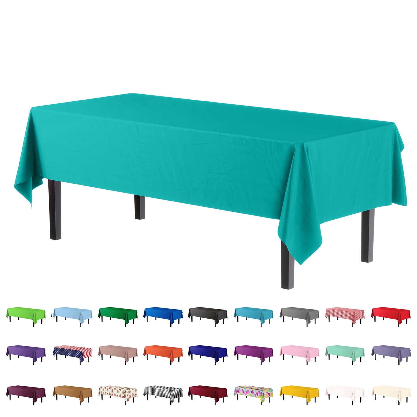 Exquisite 12-Pack Premium Plastic Tablecloth 54in. x 108in. Rectangle Plastic Table Cover