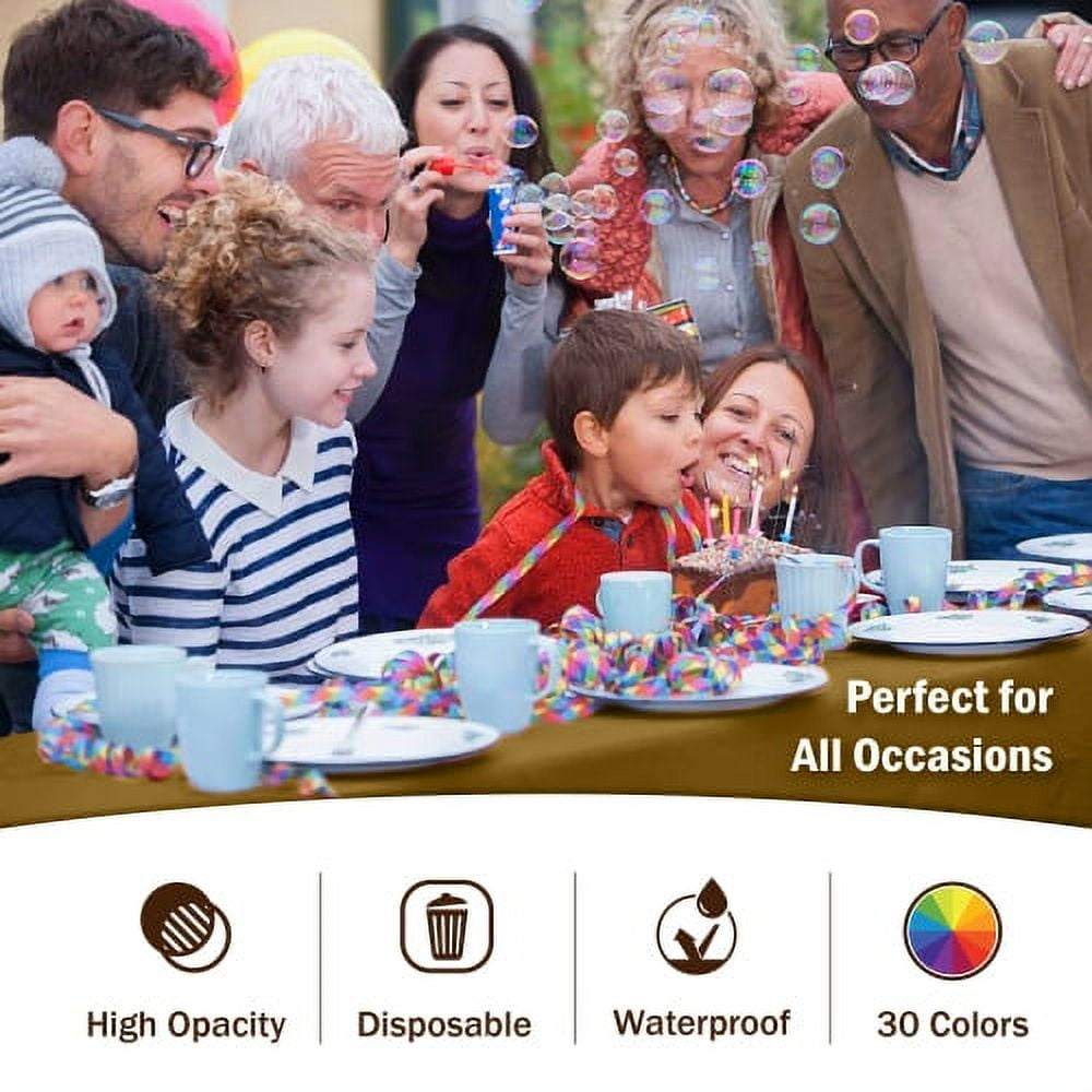 Exquisite 6-Pack Premium Plastic Tablecloth 54in. x 108in. Rectangle Plastic Table Cover