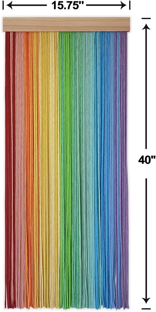 Boho Long Tapestry Unique Macrame Wall Decor Art Hanging Fabric Headboard Traditional Handmade Tie-Dye for Living Room, Bedroom, Home, Rainbow, 40&#x22; L x 15.75&#x22; W