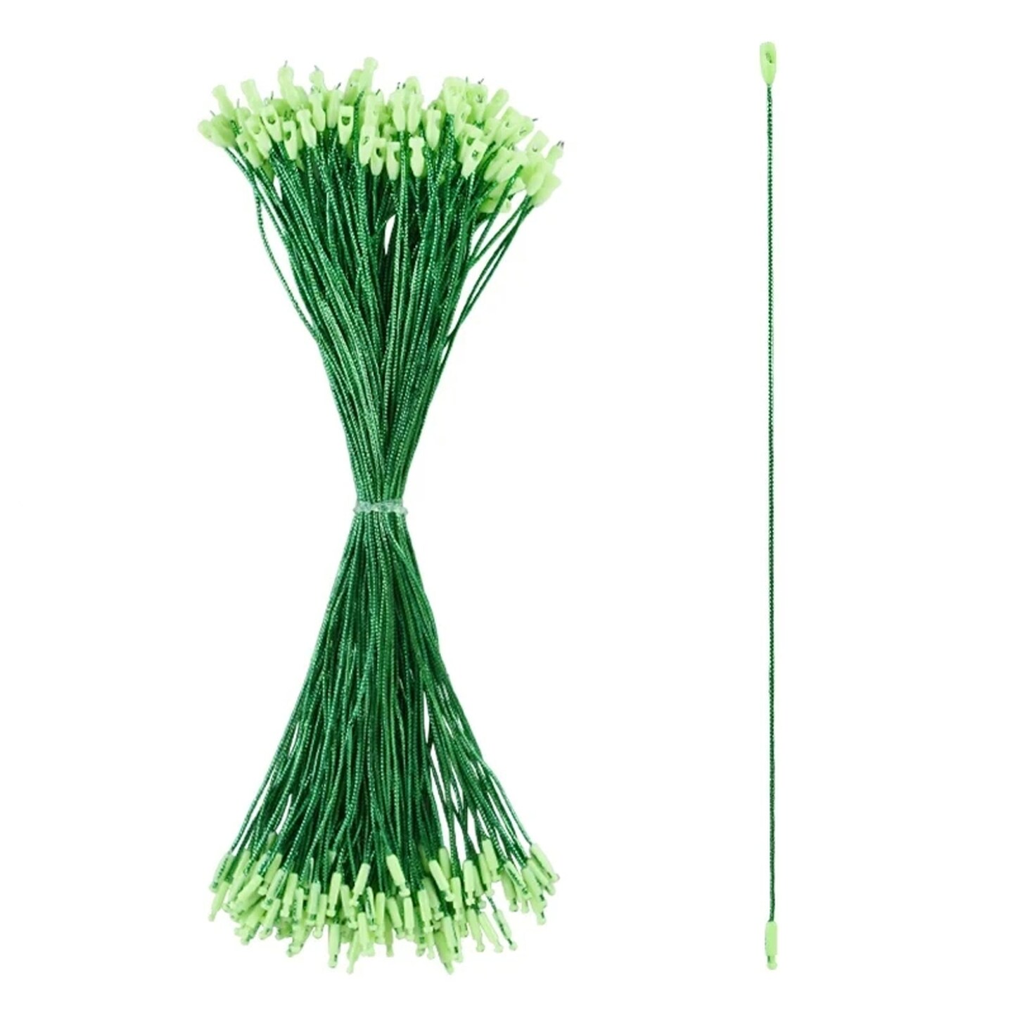 Set of 100 Green Christmas Ornaments Cords Strings Hangers 7.9 Inches