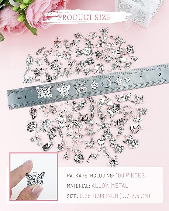 Wholesale Bulk Lots Jewelry Making Silver Charms Mixed Smooth Tibetan Silver Metal Charms Pendants DIY