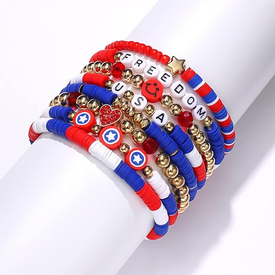 Rainbow Heishi Bracelets for Women – Stackable African Vinyl Disc Bead Stretch Bracelets, Bohemian Layered Surfer Style, Summer Beach Accessory