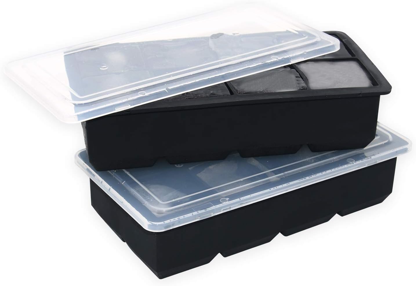 Large Ice Cube Tray for Whiskey,2 Pack Stackable Big Ice Cube Molds Make 16 Big Whiskey Ice Cubes,Easy Release Square Ice Cube Maker for Cocktails,Whiskey,Soups and Frozen Treats