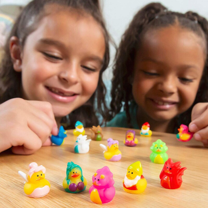 3/4" Micro Brightly Colored Dinosaur Rubber Ducks 24 Pieces