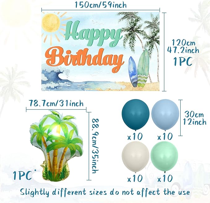 Surfing Happy Birthday Banner The Big One Surf Birthday for Summer Beach Baby Shower Party Decoration