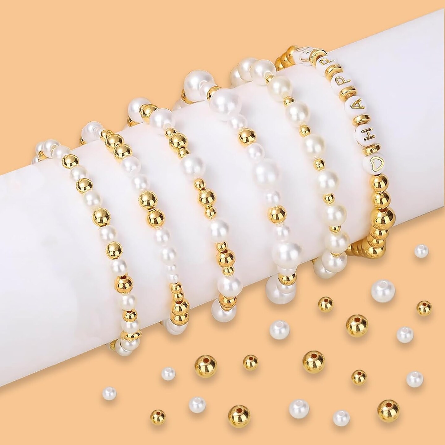 2136PCS Beads for Bracelets Pearl Bracelet Making Kit Friendship Bracelet Kits Bracelet Bead Kits Small Pearl Beads and Gold Beads Beading Kit for Bracelets Jewelry Making Kit
