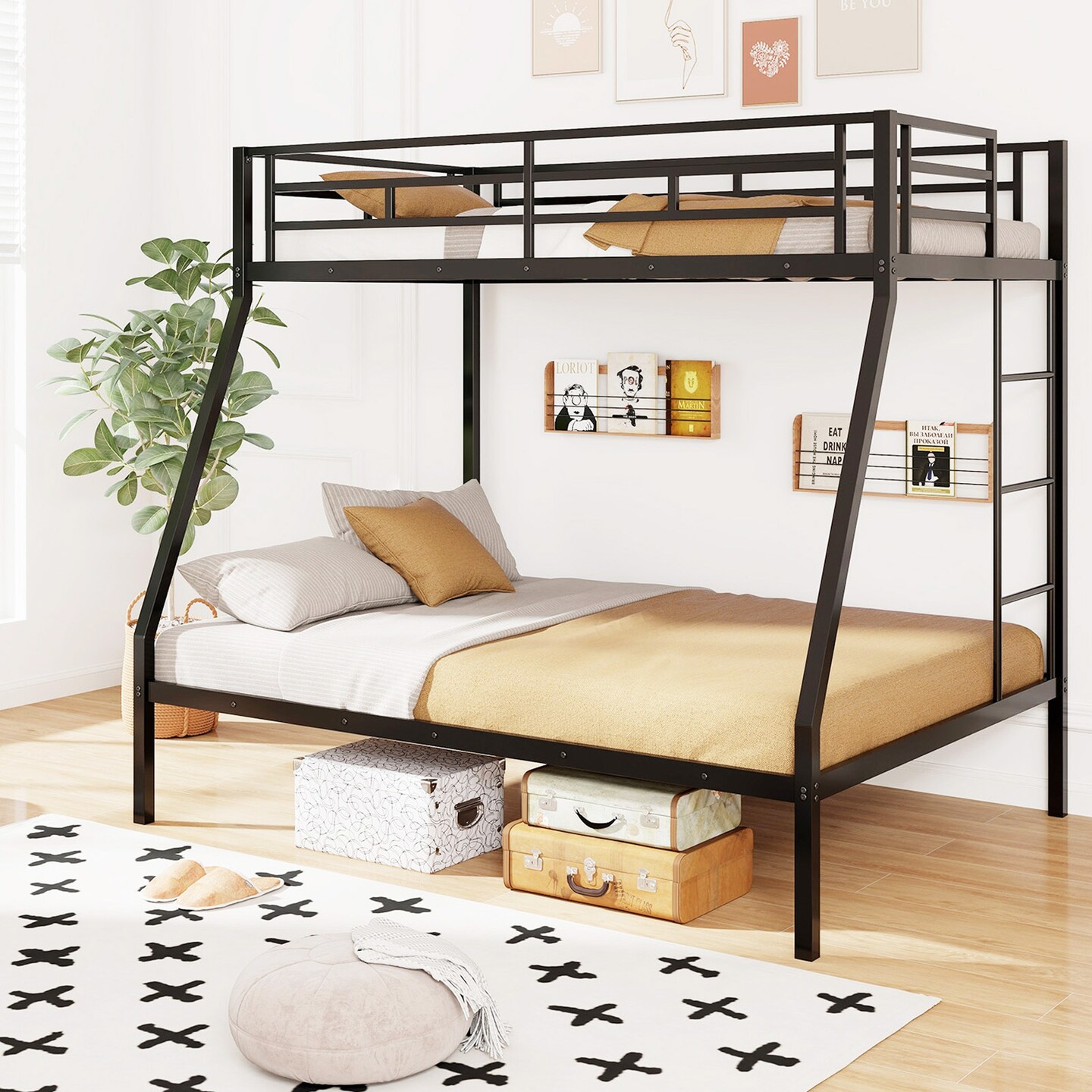 Metal Slatted Bed Frame for Teens Adults Noise-Free No Box Spring Required
