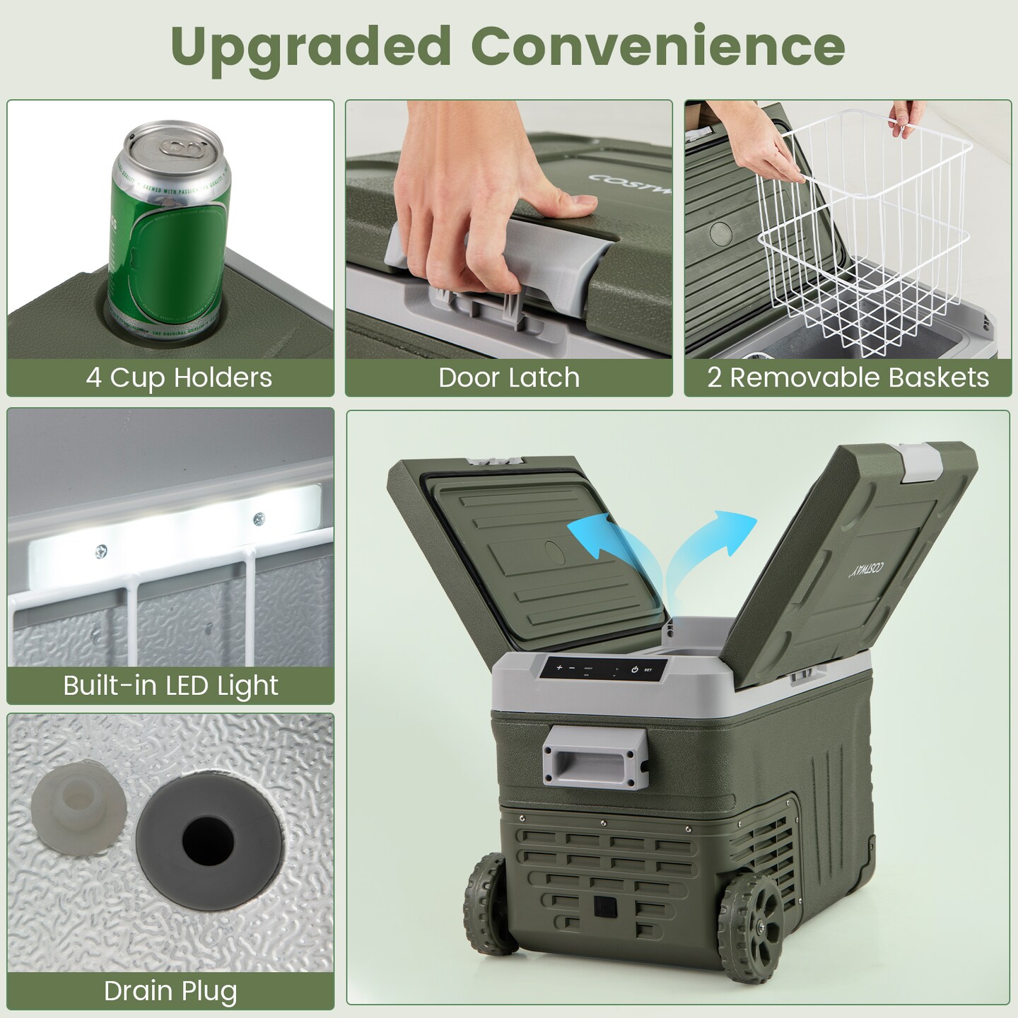 12 Volt Car Refrigerator Portable Car Fridge with Adjustable Range and LCD Touch Control Panel