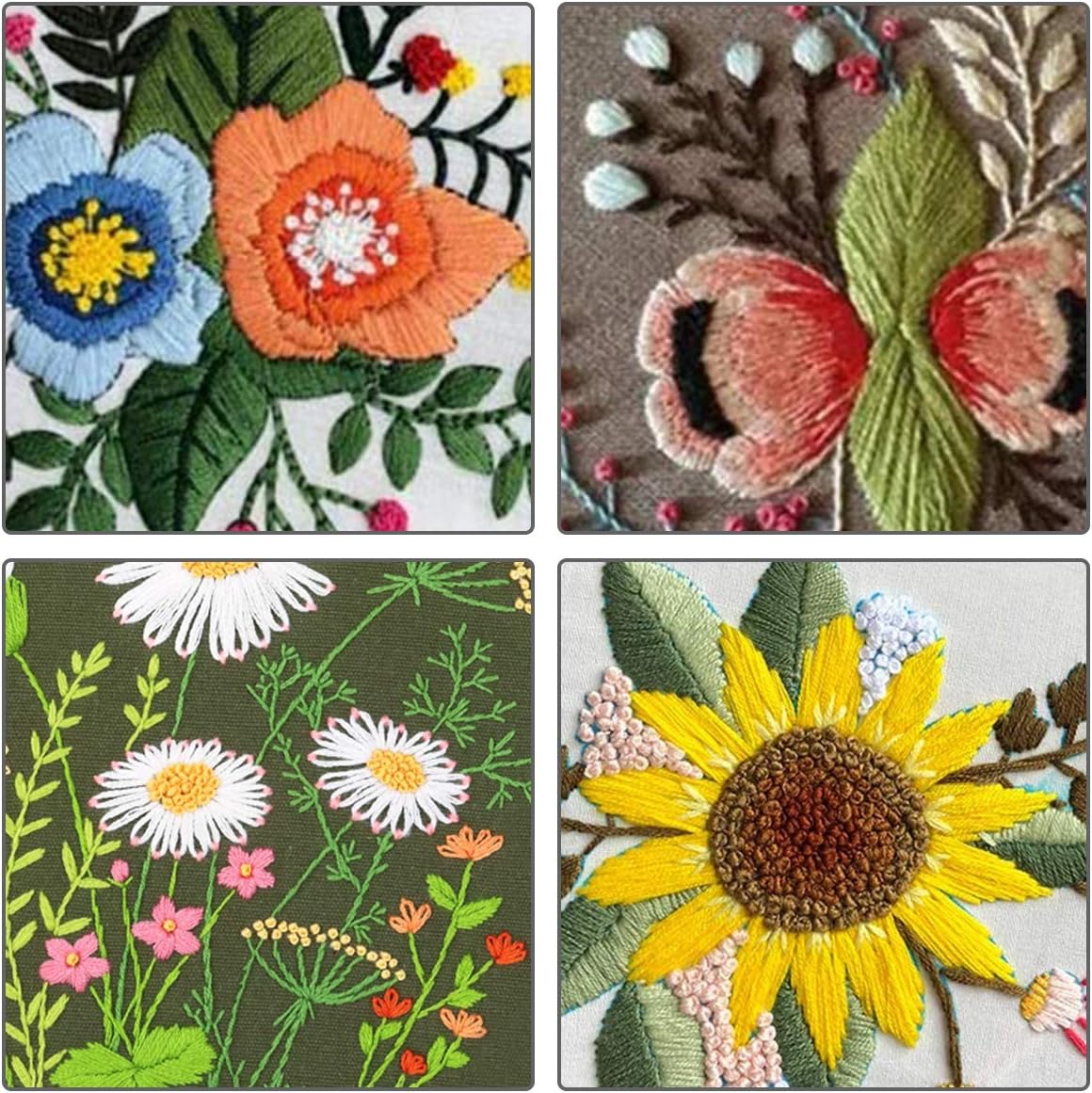 4Pack Embroidery Starters Kits with Pattern for Beginners Adults