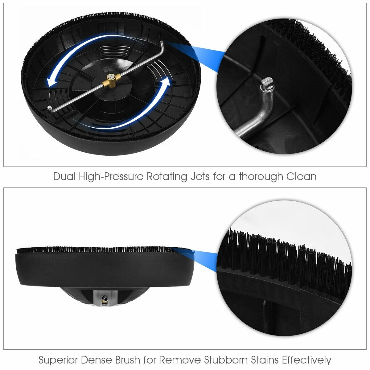 Black 16 Inch Pressure Washer Surface Cleaner Attachment Suitable for Various Surface