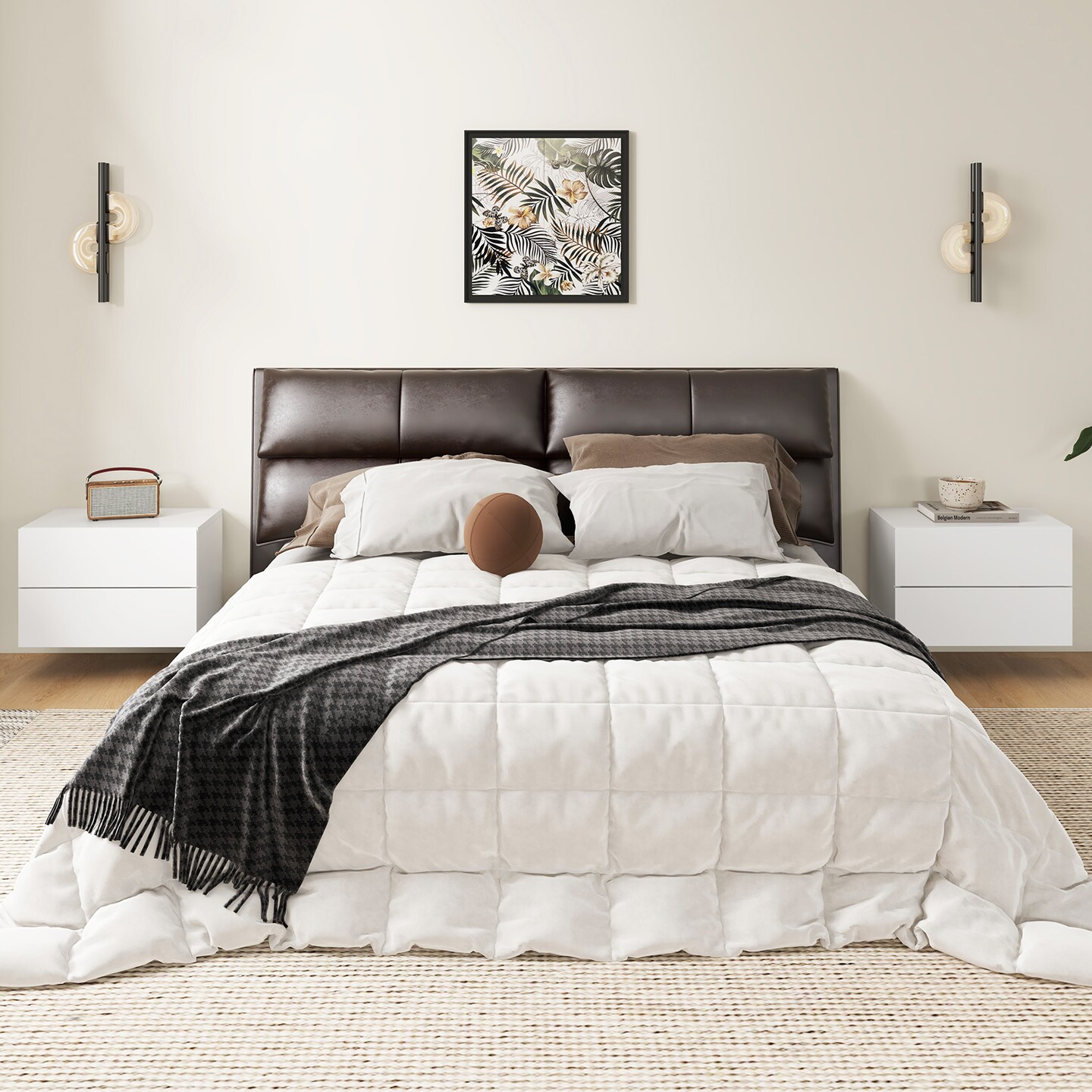 Floating Nightstand with 2 Drawers, Wall-Mounted and Modern Design