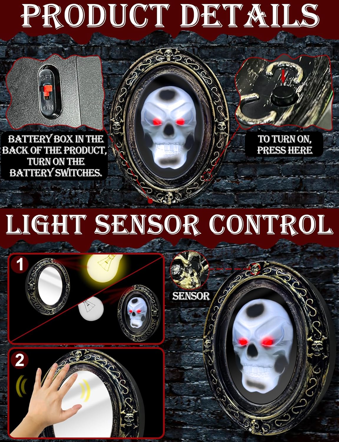 Halloween Animatronic Talking Haunted Mirror with Creepy Sound and Light