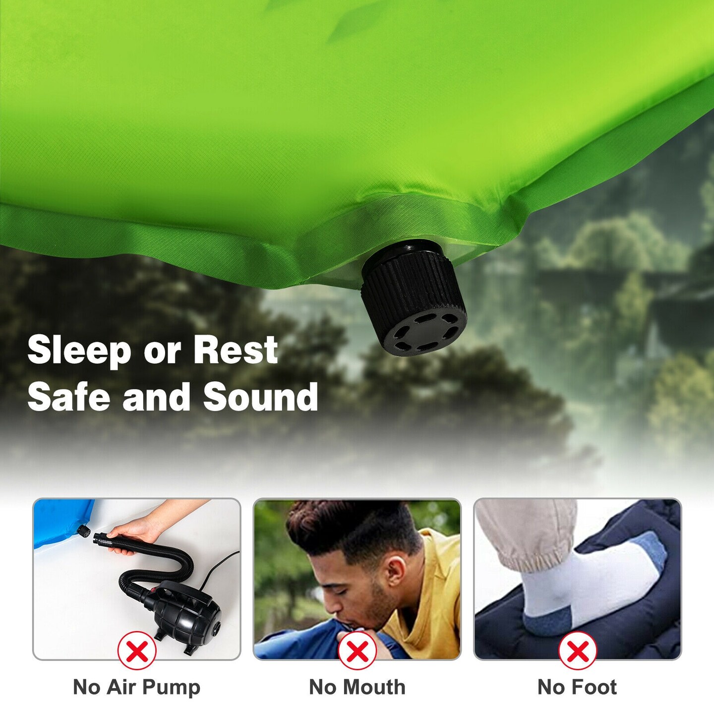 Self-Inflating Air Mattress Sleeping Pad with Sturdy Nylon, Portable Design