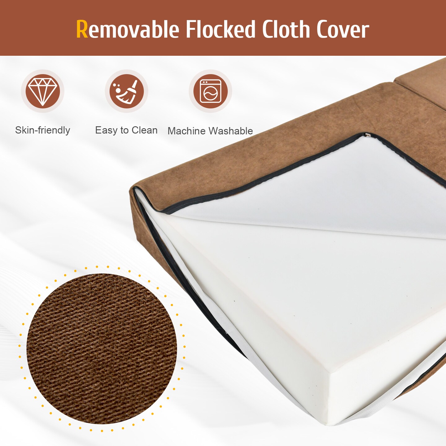 Flocking Sofa Bed Mattress with Sponge Filling and Magic Stick