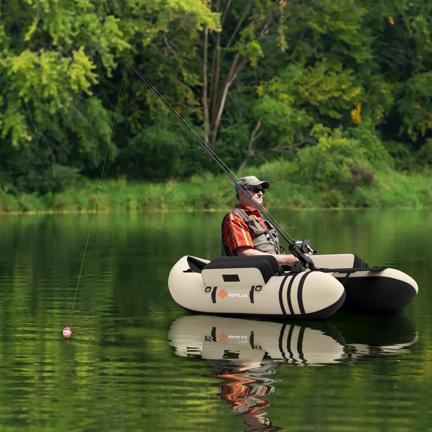 Inflatable Fishing Float with Adjustable Straps &#x26; Storage Pockets