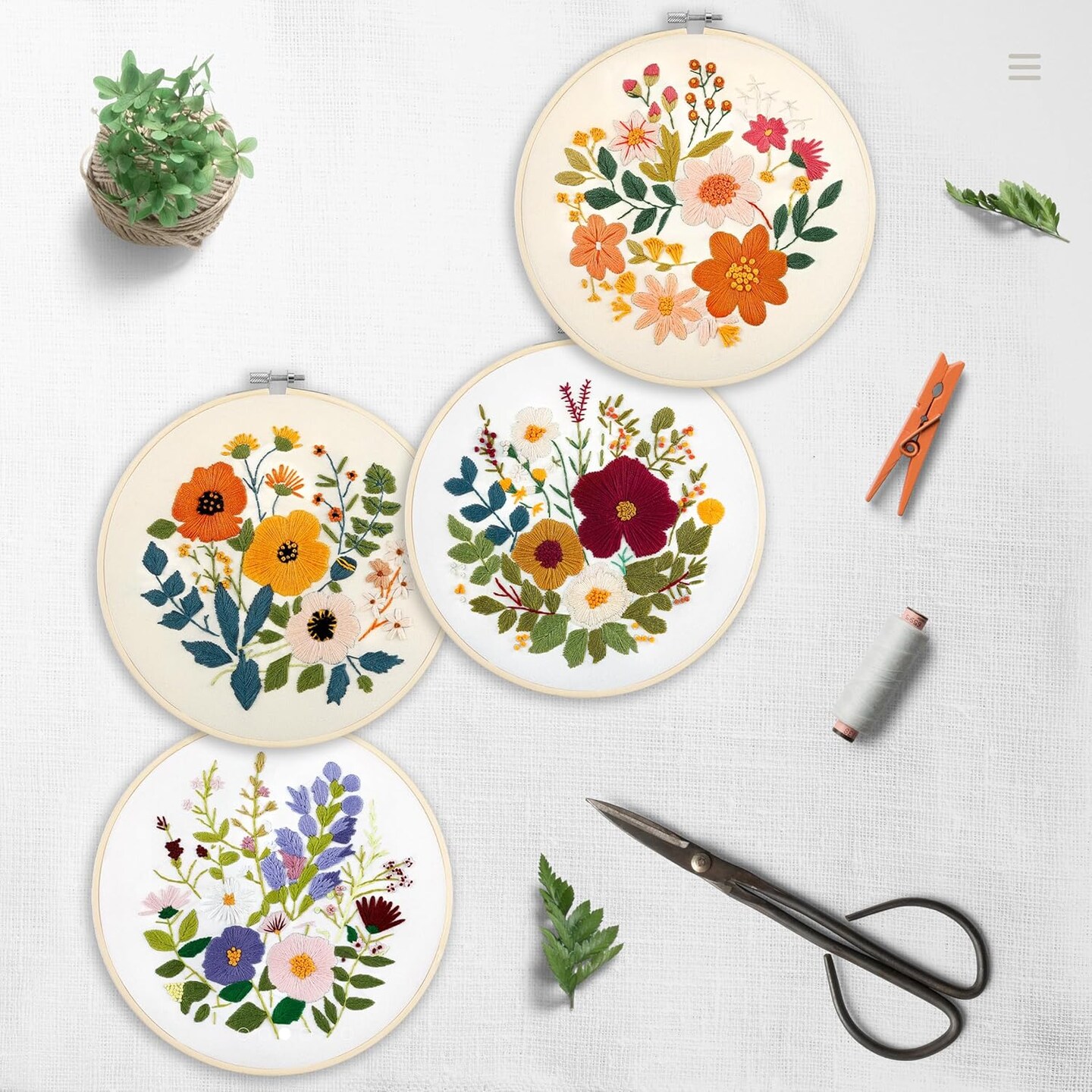 Embroidery Kit for Beginners with Instructions,Cross Stitch Kits for Adults with Pattern (flowers2) 8.66 x 8.66 x 1.18 inches