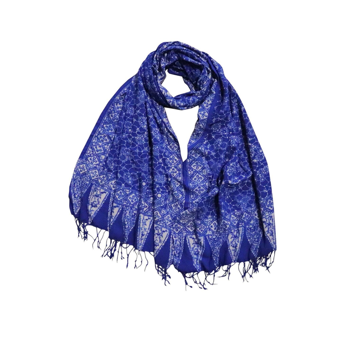 Handmade Batik Scarf, soft Cotton, Boulder, Blue, Light Blue
