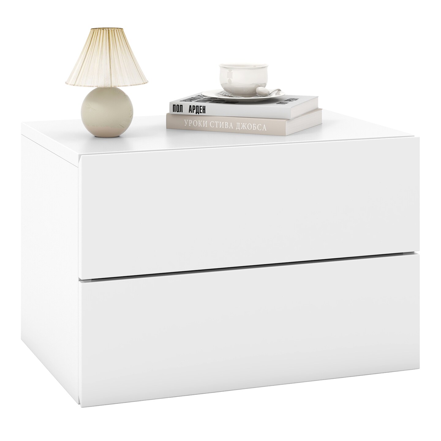 Floating Nightstand with 2 Drawers, Wall-Mounted and Modern Design