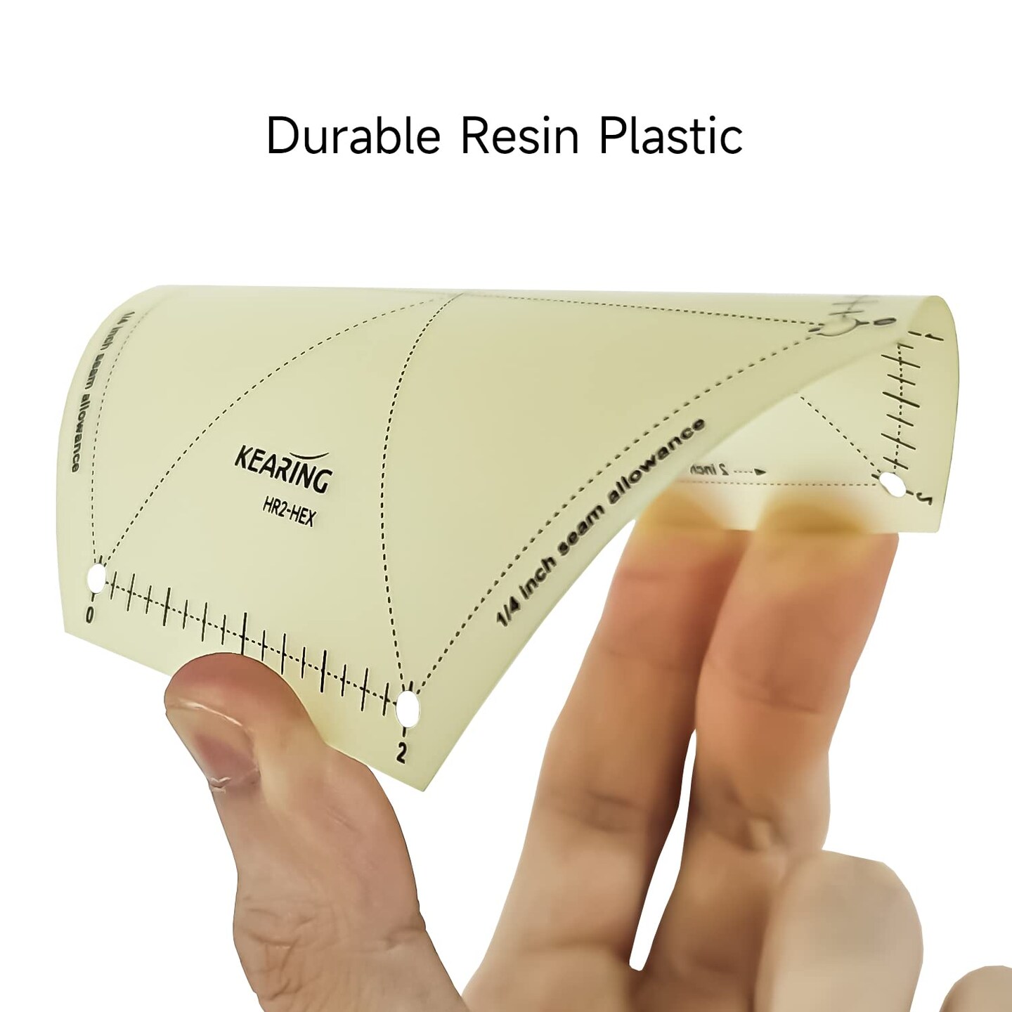 Kearing® 5 Piece Hot Hem Ruler Template Set for Sewing, Patented Heat Resistant Non-Slip Hot Ironing Ruler 1/4″ Seam Allowance and Marking Points, 2 Inches