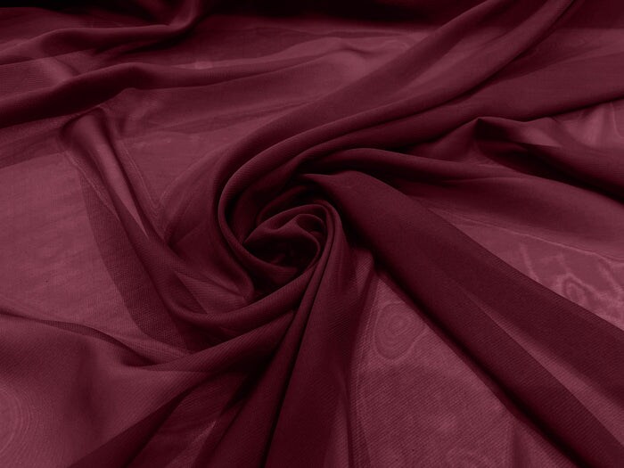 1 Yard 58/60&#x22; Width Solid Chiffon Lightweight Soft Polyester Fabric