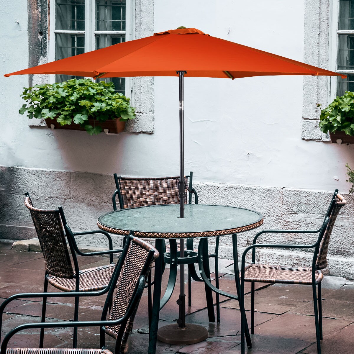 Costway 10 FT Patio Umbrella Patio Market Steel Tilt W/ Crank Outdoor Yard Garden