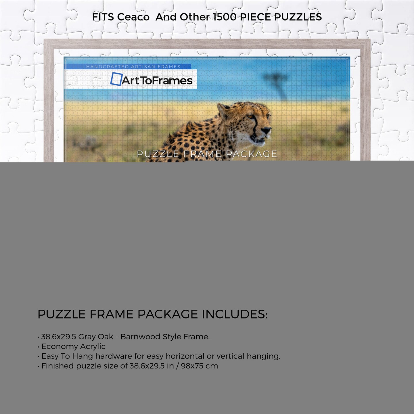 ArtToFrames 38.6x29.5 INCH / 98x75 CM Puzzle Frame for 2000 piece Puzzles.This 1.25 Inch Custom MDF Frame for Puzzles Comes with Economy Acrylic, Available in Multiple Colors