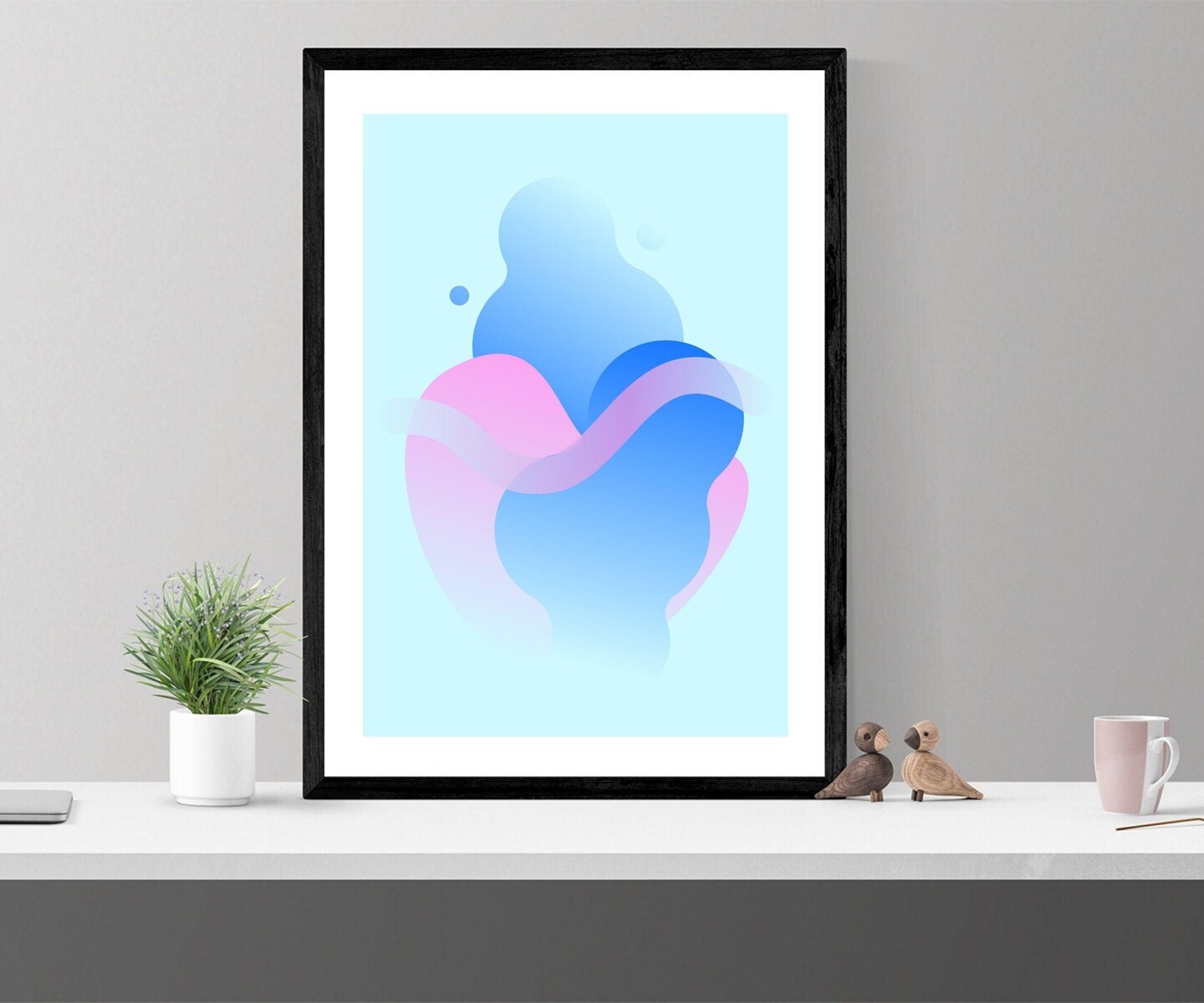 Abstract Artwork Light Blue Design Wall Art Wall Decor H Classic Framed Canvas Prints Framed art