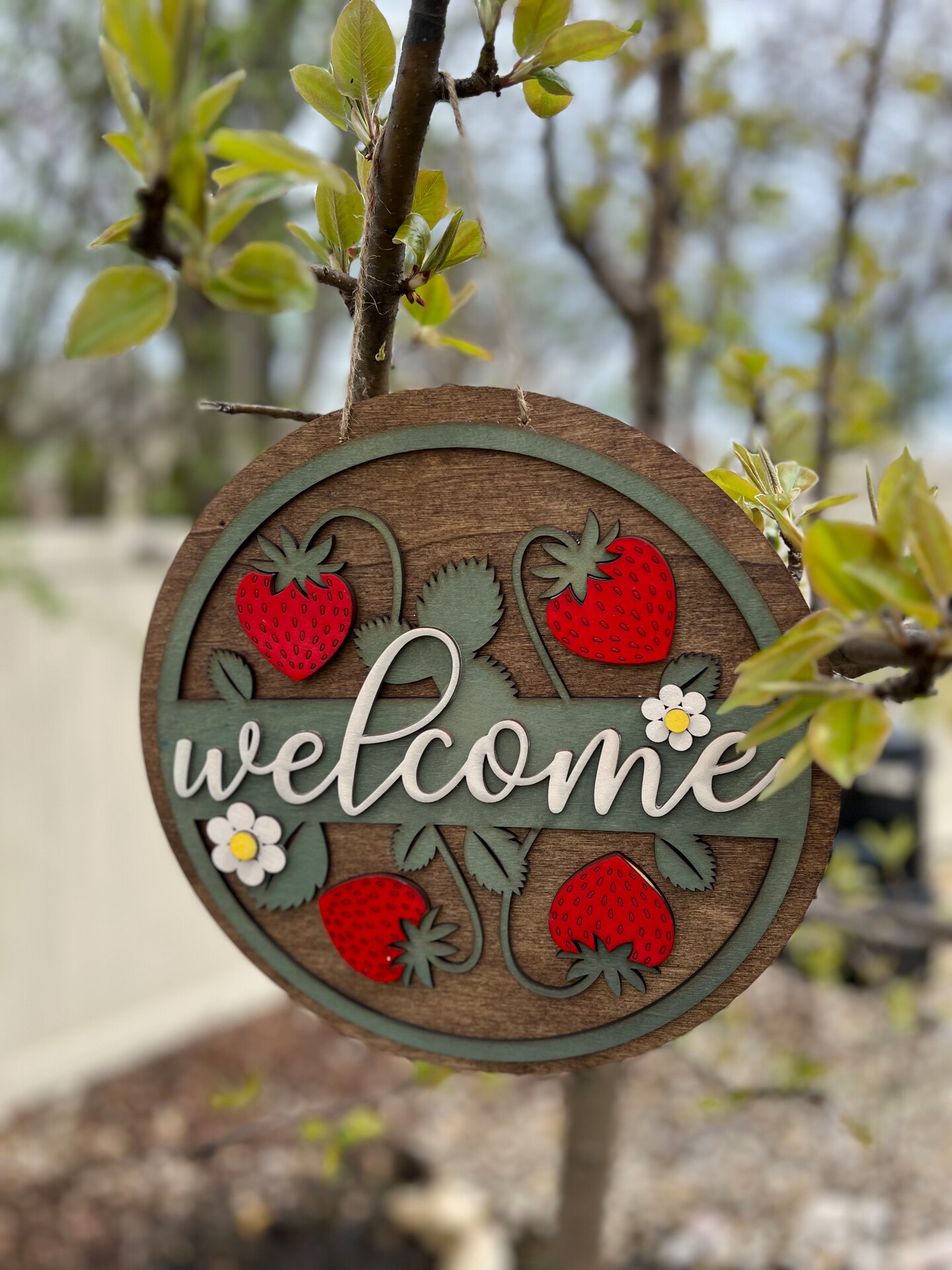Strawberry Lemon Wood Welcome Door Sign Wall Sign Summer Decor