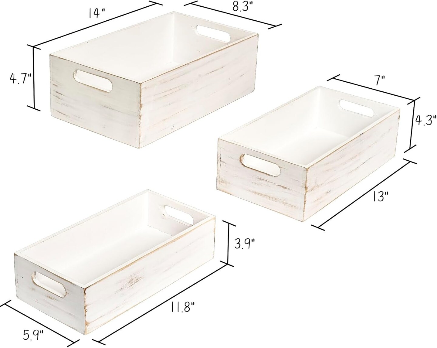 Set of 3 Small Wooden Crates for Display and Organizing